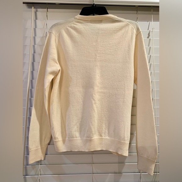 Turnbury Sweater Large Extra Fine Merino Wool Cream V-Neck Pullover Lightweight - Picture 2 of 7